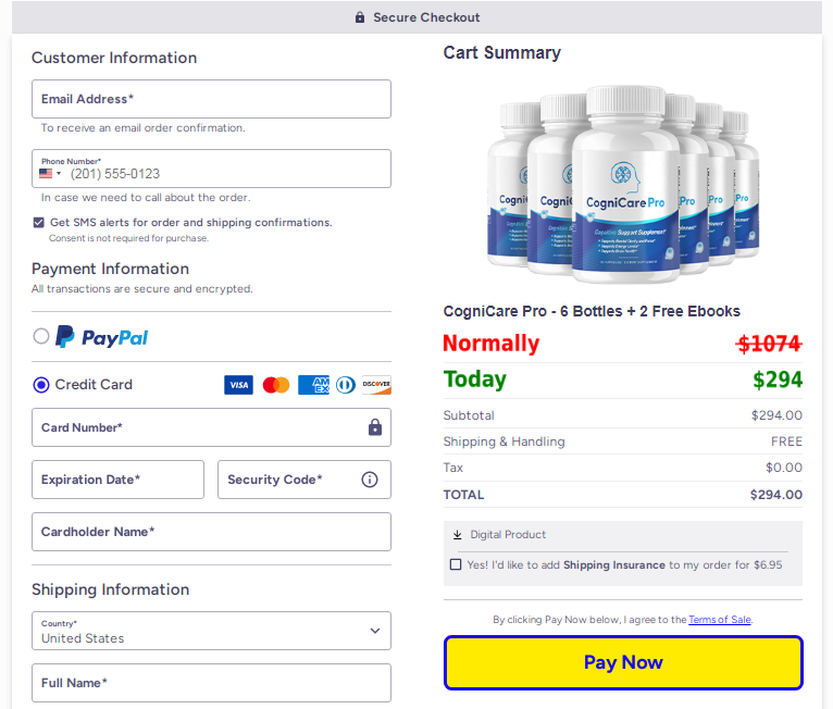 CogniCare Pro checkout page